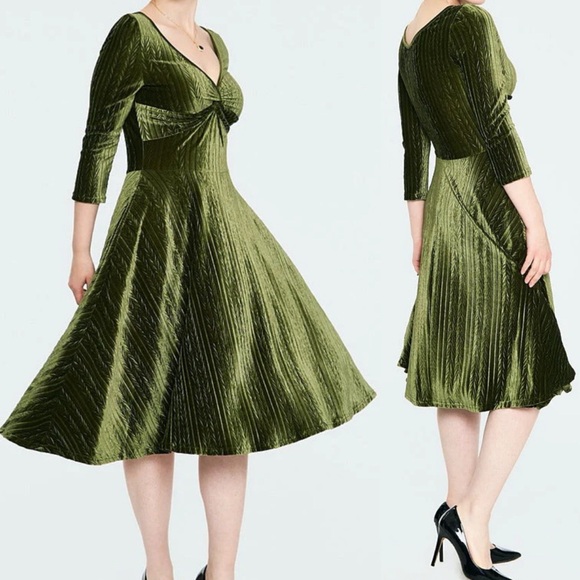 Abito Voodoo Vixen Retrò Maggie Floreale Verde Anni '50 - Taglia Regolare